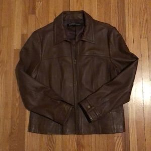 Kasper Sportswear: Brown Leather Jacket